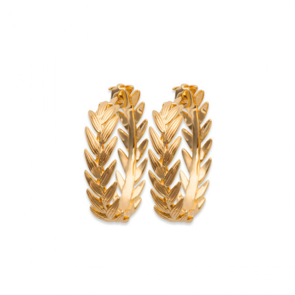 Créoles plaqué or 18 carats épis, diam. 25 mm, ép. 6 mm, Influences