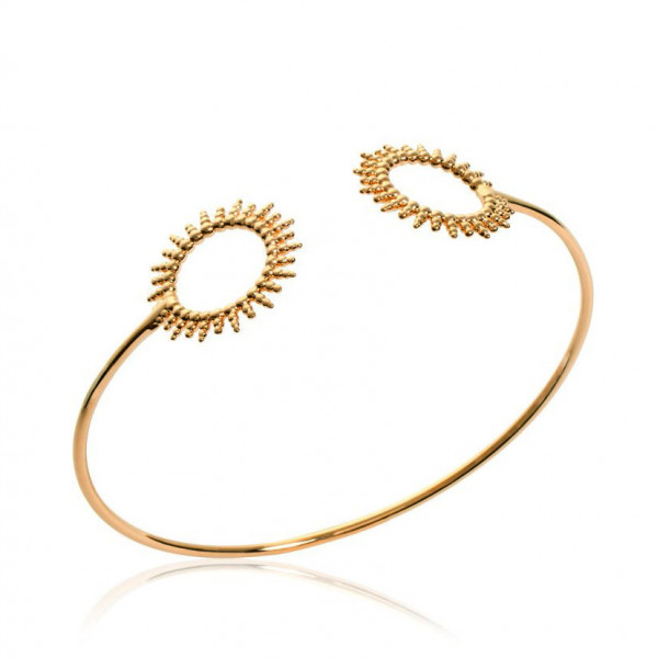 Bracelet or femme jonc soleil perlé Influences