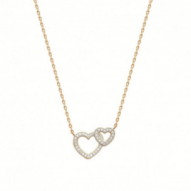 Collier or femme pendentif coeurs et oxydes de zirconium Influences