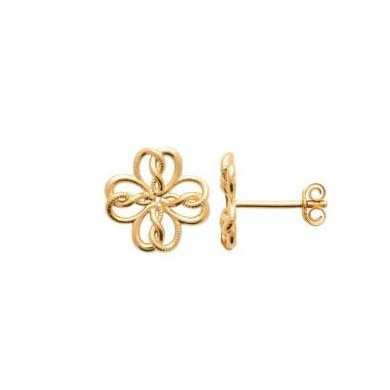 Boucles d’oreilles or femme, puces trèfle Influences
