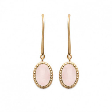 Boucles d’oreilles plaqué or 18 carats en pierre naturelle véritable quartz rose Influences