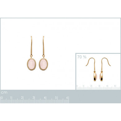 Boucles d’oreilles plaqué or 18 carats en pierre naturelle véritable quartz rose Influences