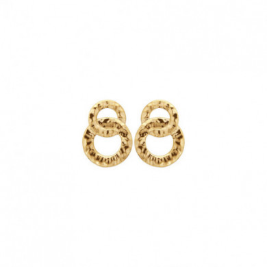 Boucles d’oreilles or femme doubles anneaux martelés Influences