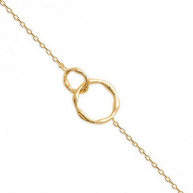 Bracelet plaqué or 18 carats deux cercles irréguliers entrelacés Influences