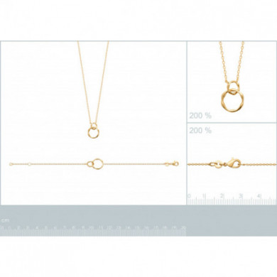 Bracelet plaqué or 18 carats deux cercles irréguliers entrelacés Influences