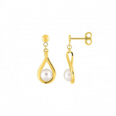 Boucles d'oreilles or 18 carats pendantes goutte perles de culture