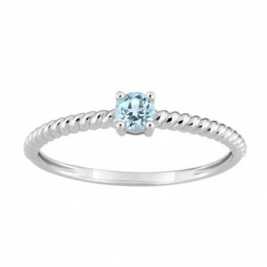 Bague femme Or blanc 18 carats topaze bleue
