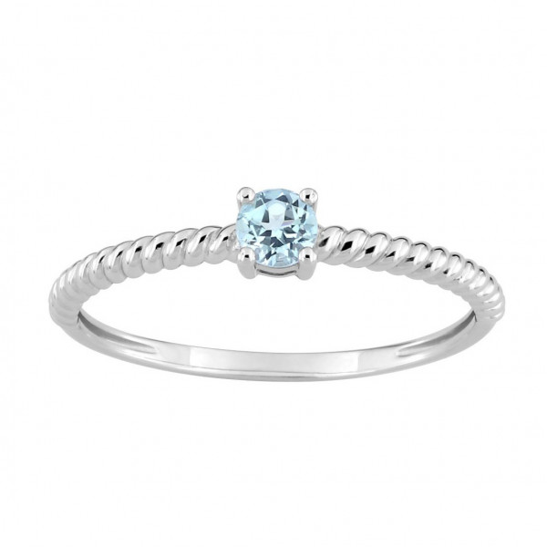 Bague femme Or blanc 18 carats topaze bleue