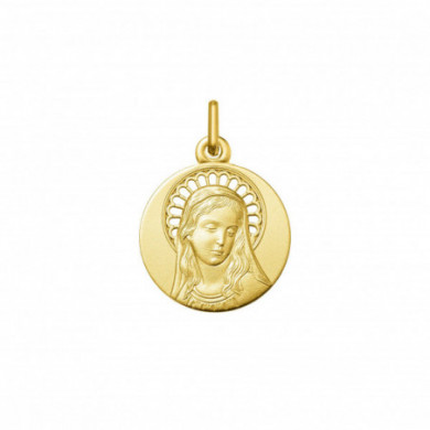 Pendentif or 18 carats médaille Vierge ajourée 16mm