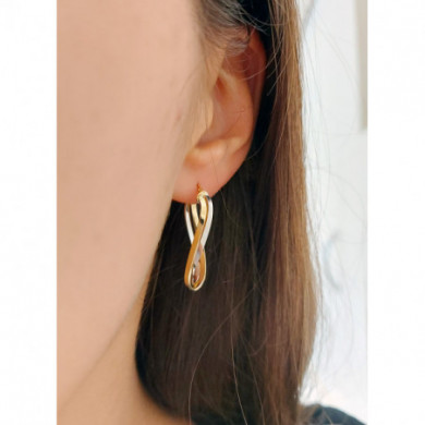 Boucles d'oreilles or 18 carats Créoles ovales bicolores