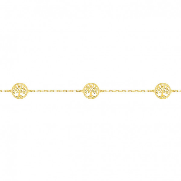 Bracelet or 18 carats arbre de vie 3 motifs