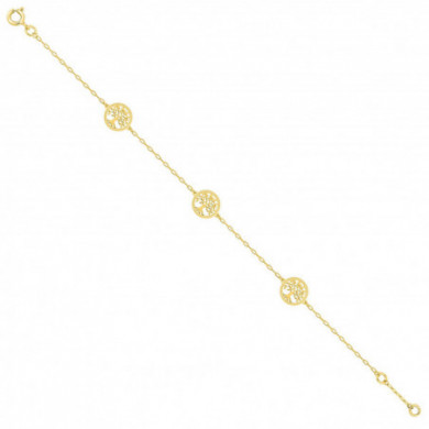 Bracelet or 18 carats arbre de vie 3 motifs
