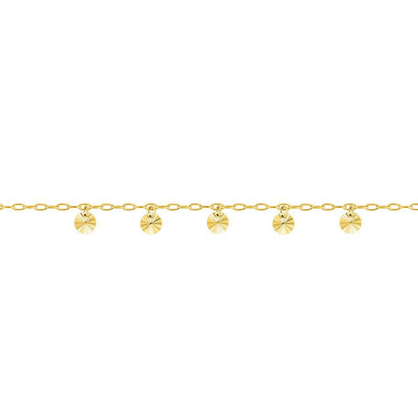 Bracelet or 18 carats pendentifs ronds ciselés