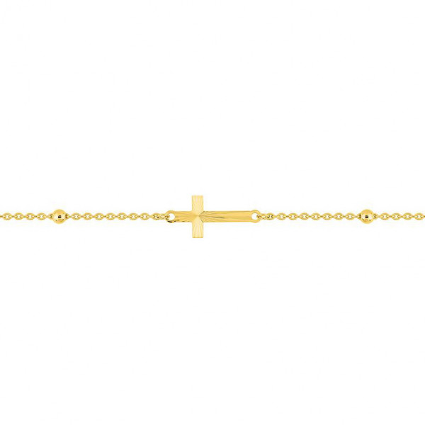 Bracelet or 18 carats croix ciselé