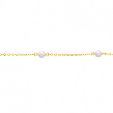 Bracelet or 18 carats perles culture eau douce naturelles sur chaine