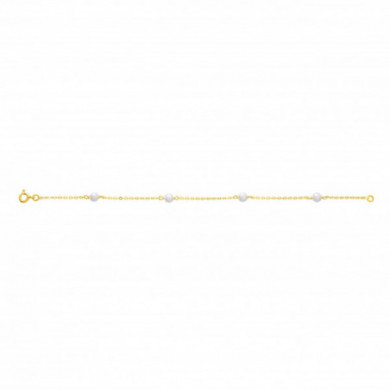 Bracelet or 18 carats perles culture eau douce naturelles sur chaine