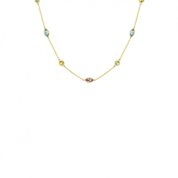 Collier femme or 18 carats pierres fines multicolores
