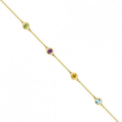 Bracelet femme or 18 carats pierres fines multicolores