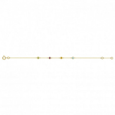 Bracelet femme or 18 carats pierres fines multicolores