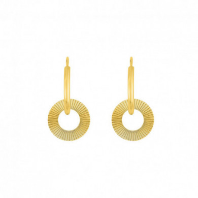 Créoles or 18 carats avec pendentif disque ciselé