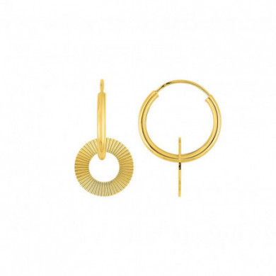 Créoles or 18 carats avec pendentif disque ciselé