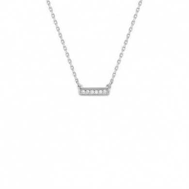 Collier or 18 carats barette horizontale diamants