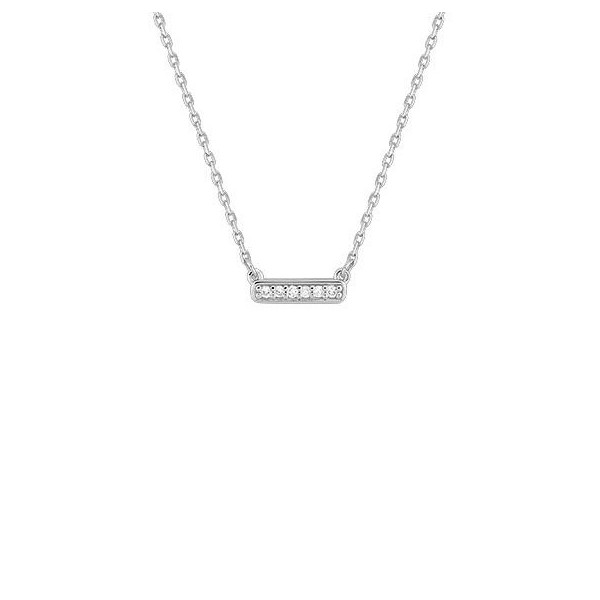 Collier or 18 carats barette horizontale diamants