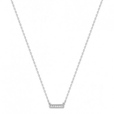 Collier or 18 carats barette horizontale diamants