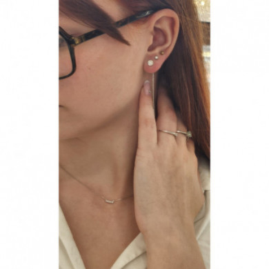 Collier or 18 carats barette horizontale diamants