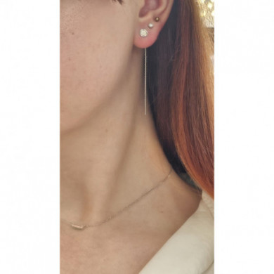 Collier or 18 carats barette horizontale diamants