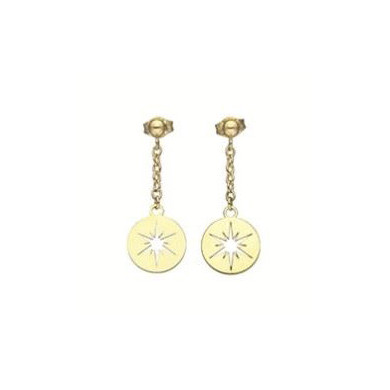 Boucles d'oreilles or 18 carats étoile du nord pendantes