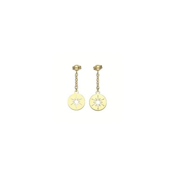 Boucles d'oreilles or 18 carats étoile du nord pendantes