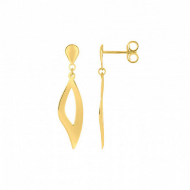 Boucles d'oreilles Or 18 carats femme feuille ajourée pendante
