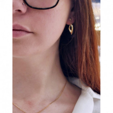 Boucles d'oreilles Or 18 carats femme feuille ajourée pendante