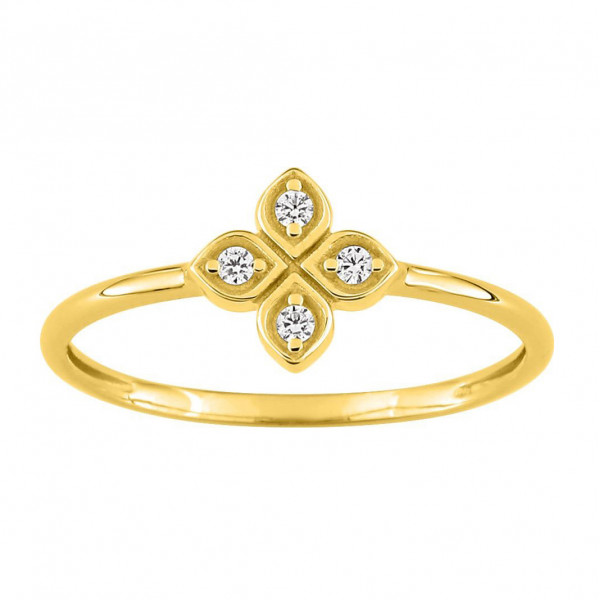 Bague femme Or jaune 18 carat trèfle diamants