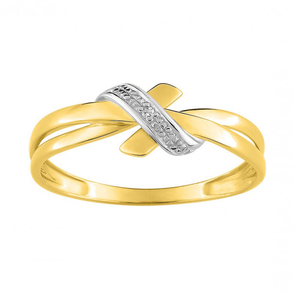 Bague femme Or jaune 18 carats noeud diamants