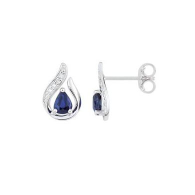 Puces d'oreilles or blanc saphir et diamants .