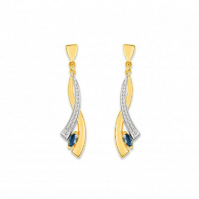 Boucles d'oreilles or 18 carats pendantes saphirs