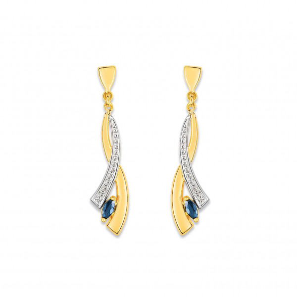 Boucles d'oreilles or 18 carats pendantes saphirs