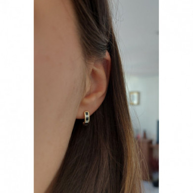 Boucles d'oreilles or 18 carats demi créoles saphirs diamants