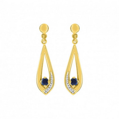 Boucles d'oreilles or 18 carats pendantes saphir