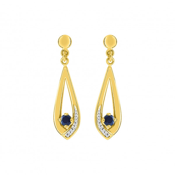 Boucles d'oreilles or 18 carats pendantes saphir