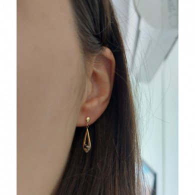 Boucles d'oreilles or 18 carats pendantes saphir