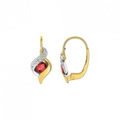 Boucles d'oreilles or 18 carats Dormeuses or jaune rubis diamant