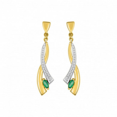 Boucles d'oreilles or 18 carats pendantes émeraudes