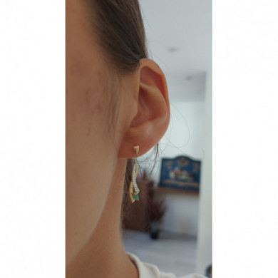 Boucles d'oreilles or 18 carats pendantes émeraudes