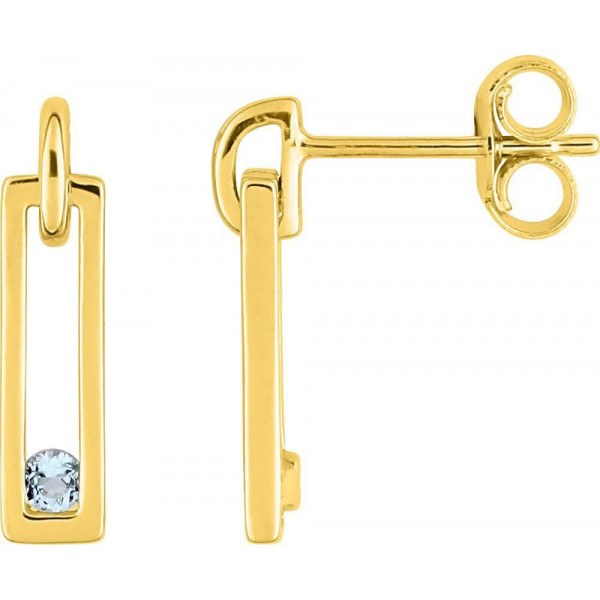Boucles d'oreilles or 18 carats rectangles topaze bleue