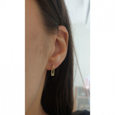 Boucles d'oreilles or 18 carats rectangles topaze bleue