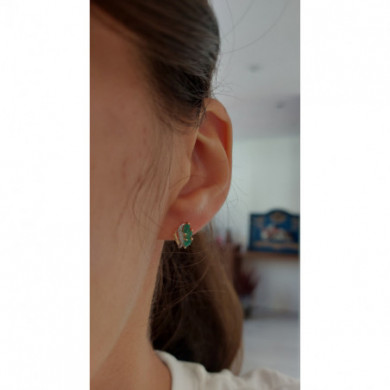 Boucles d'oreilles or 18 carats clous Emeraude