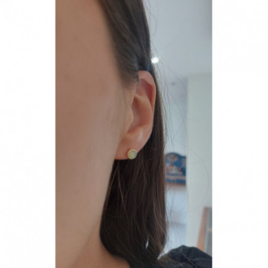 Boucles d'oreilles or 18 carats puces Opale ronde